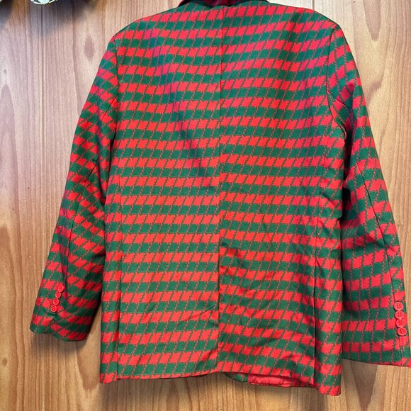 Dec. 25 Red Green Christmas Office Party Suit Coat Matching Tie Set Men's L - Picture 9 of 10